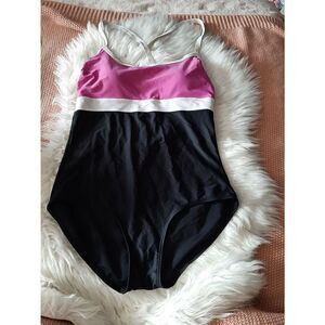 Sielle sz 14 one piece pink black swimsuit